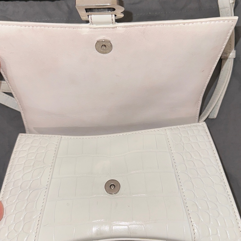Balenciaga Hourglass White Embossed Leather Two Way Satchel - Picture 6 of 9